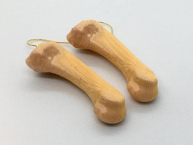 Chimpanzee bone earring   