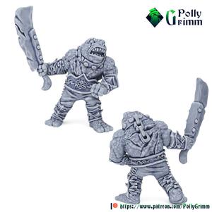 Tabletop fantasy miniature. Frogfolk grung set. Barbarian