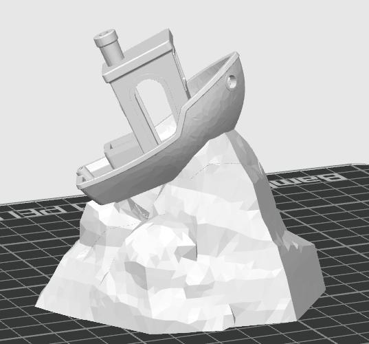 Benchy on mountain