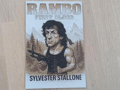 Caricature of Sylvester Stallone from Rambo 1