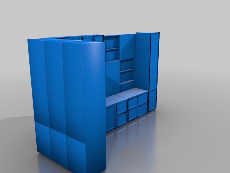 Anthracite Kitchen Design Free 3D Model