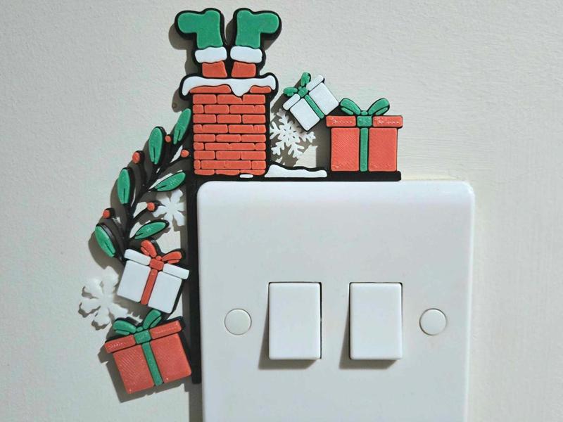 Santa Chimney Present Light Switch Corner 