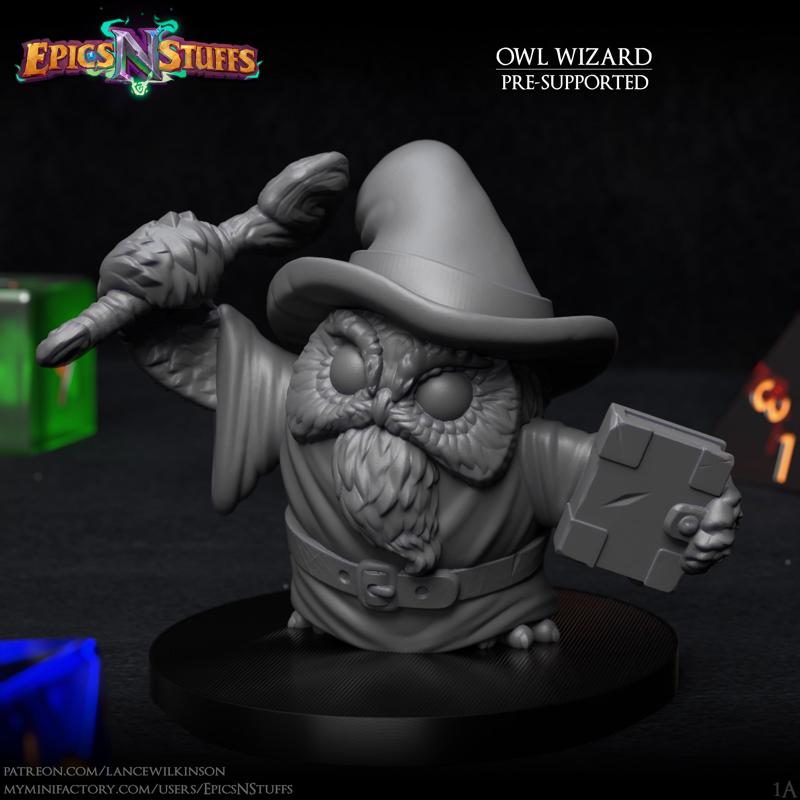 Owlkin Wizard 1A Miniature - Pre-Supported