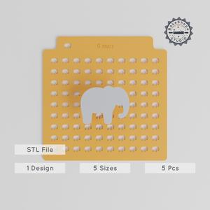 Elephant Sprinkle Stencil Set, 5 Sizes, Animal Baking Decoration, Ideal for Cocoa & Edible Glitter PRODUCT_1342