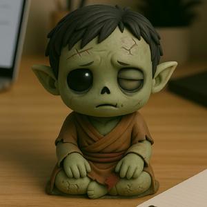 Zombito Ritual - Chibi Creature Sitting with Ancient Spirit