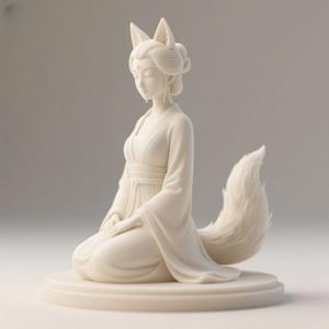 1905 Fox Spirit Woman in Pu Song Ling Style, magic, dragon, fantasy, wood, gnome, gorgon, warrior, wild, fox, monster, cat, dog, fair, witch, werewolf, horror, beast, gothic, troll