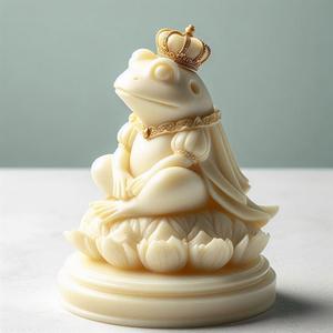 214 Frog Princess on Swamp Mound - Ivory-Style Minimalist Sculpture