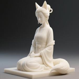 328 Fox Spirit Woman in Pu Song Ling Style, magical, gothic decor, sculpture, magic, magic, 3d model, statue, werewolf, fantasy creature, troll, 3d print, collectible, creature, club, strong, model