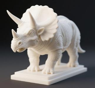 106 Minimalist Triceratops - Ivory-Style Dinosaur Sculpture