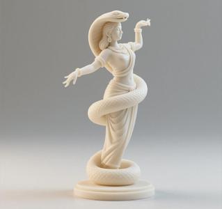 297 Ivory Serpent Dancer with Female Head - Indian Minimalist Statue, statue, 3d print, magic, collectible, creature, dinosaur, sculpture, bear, troll, monkey, witch, club, werewolf, serpent, cat, fantasy, fairy