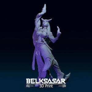 Girl Tiefling Sorcerer in Dynamic pose 3D print model