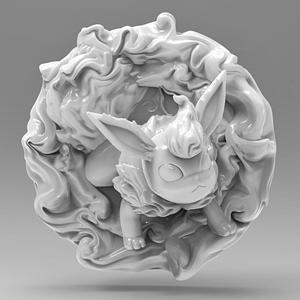 Flareon 3D Printable Pokemon Fridge Magnet or Wall Decoration