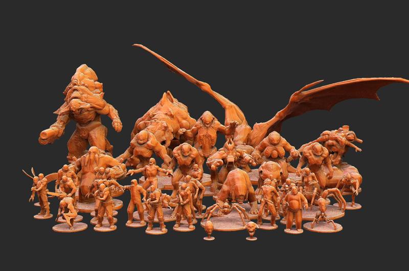 Demon + Human Set Doom 3 Miniature STL