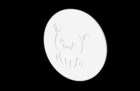 Farm Animals - Sitting Pig - Round Coaster