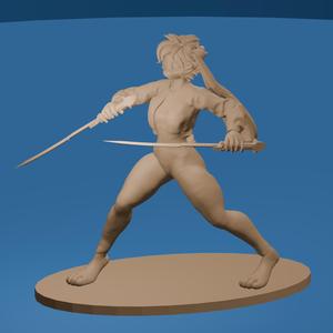 Anthro Rabbit Duel Wielding Warrior Stylized Furry Sword Fighter