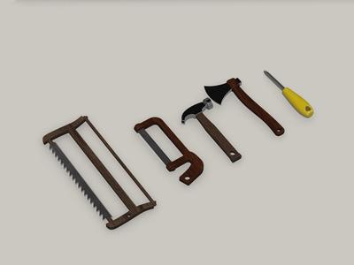 Miniature Carpenters Tool Set (5 items) 1/12 scale for Doll Funiture, Doll House
