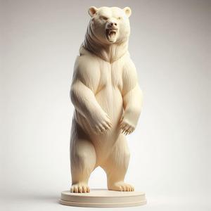 415 Minimalist Upright Snarling Bear Statue