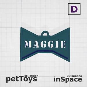 Pet - Dog - Tag - Maggie - Bow tie - Customized -