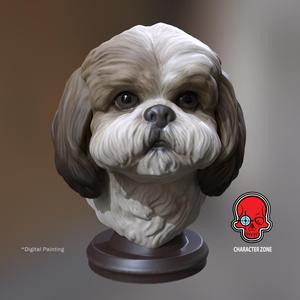 Shih Tzu 3D STL Model Bust Desktop Statue