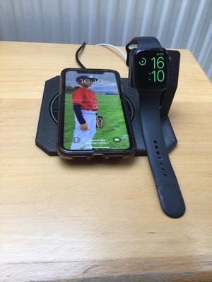 Apple Watch stand with place for mobile phone wireless charger