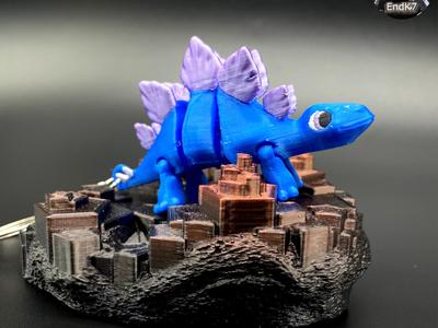 Stegosaurus Keychain - Articulated - Multicolor