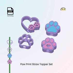 Dog Paw Straw Topper (set of 4), Paw Print Straw Buddy, Tumbler Accessories