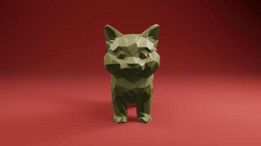 Low Poly Dog STL - Cute Polygonal Puppy Figurine for 3D Printing
