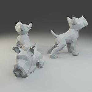 Low polygon schnauzer 3D print model  in three poses