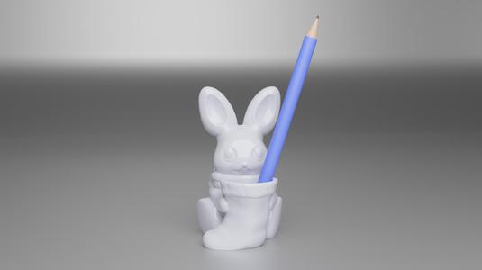 Christmas rabbit with a pencil holder in the shape of christmas sock