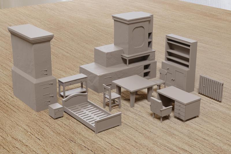 Soviet Era Furniture Vol. 1 – 28mm Scatter Terrain STL