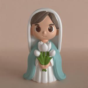 cute cartoon st Mary sculpture hold flowers on her hand for Christmas decoration