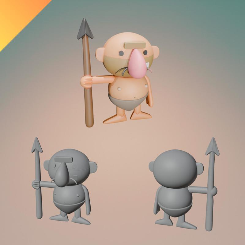 Cartoon Tribal Warrior – 3D Printable Stylized Character Model