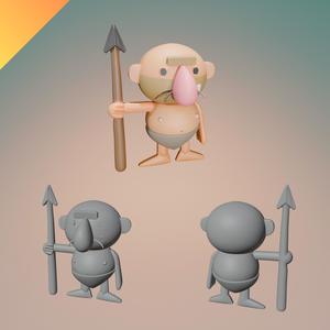 Cartoon Tribal Warrior – 3D Printable Stylized Character Model