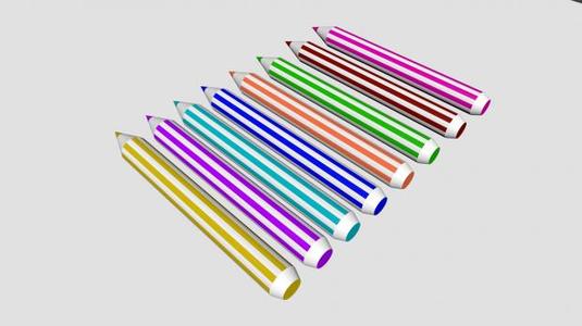 Vibrant 3D Model of Colorful Pencils - Perfect for Art & Design Enthusiasts