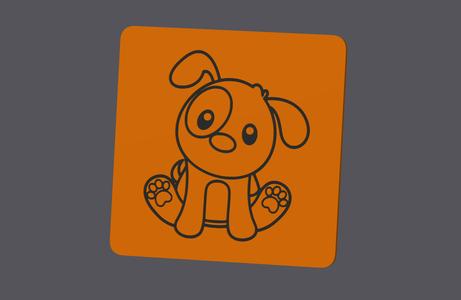 Farm Animals - Sitting Puppy - Square Coaster