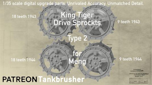 1/35 King Tiger Drive Sprockets Type 2 for Meng (352401004)