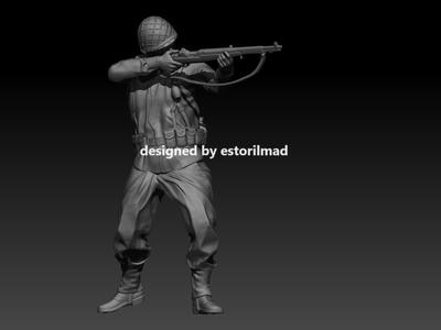 WW2 AMERICAN INFANTRYMAN STANDING FIRING