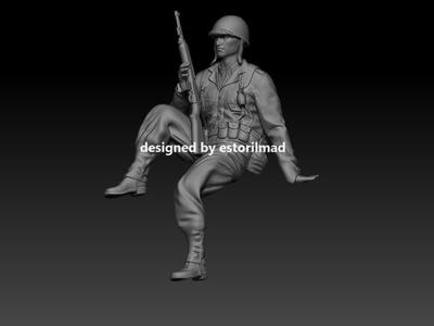 WW2 AMERICAN SOLDIER SITTING V3