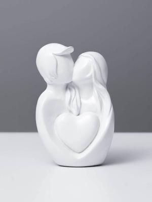 White Modern Style Couple Embracing Statue Ornament, Abstrac