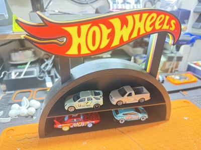 Hot Wheels Display with Light-Up Sign