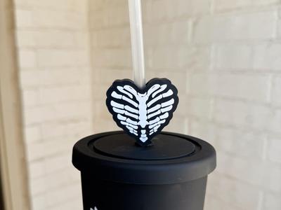 Skeleton Heart Straw Topper