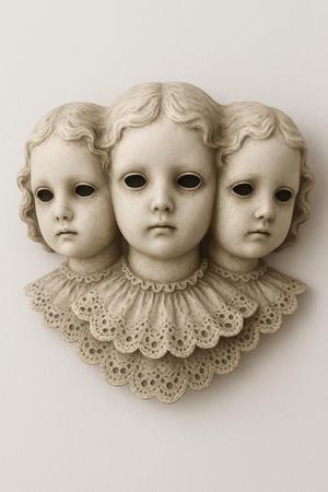 Dolls heads Ruins wall