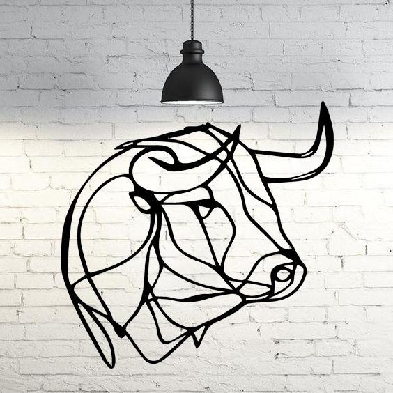 bull line art Wall Sculpture 2D