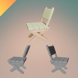 Foldable Wooden Chair – STL, OBJ, GLB – 3D Printable Furniture Model