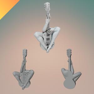 Guitar Embrace Sculpture – 3D Printable Art Model (STL, OBJ, GLB)
