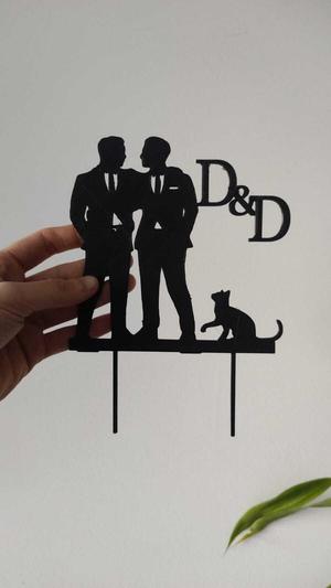 Gay Wedding Cake Topper - Two Grooms