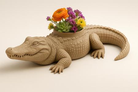 Crocodile Flower Planter STL – Realistic 3D Printed Alligator Vase