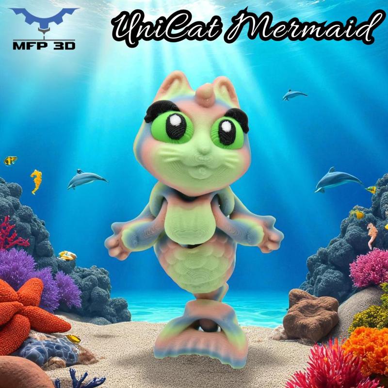 ARTICULATED UNICAT MERMAID MFP3D -NO SUPPORT - PRINT IN PLACE - SENSORY TOY-FIDGET