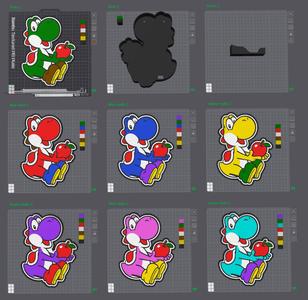 Yoshi Super Mario All colors Lightbox Led Lamp