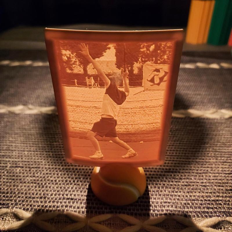 Tennis ball lithophane stand